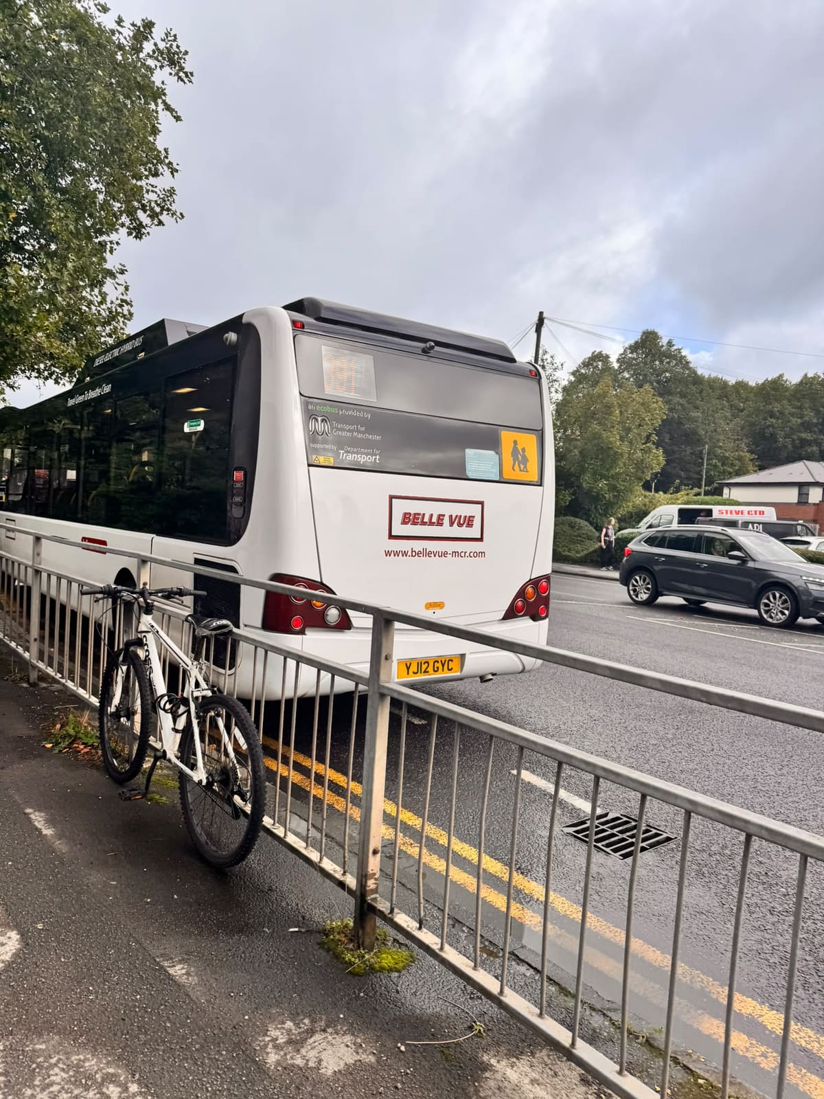 A Belle Vue bus on the 391 route serving Poynton and Stockport
